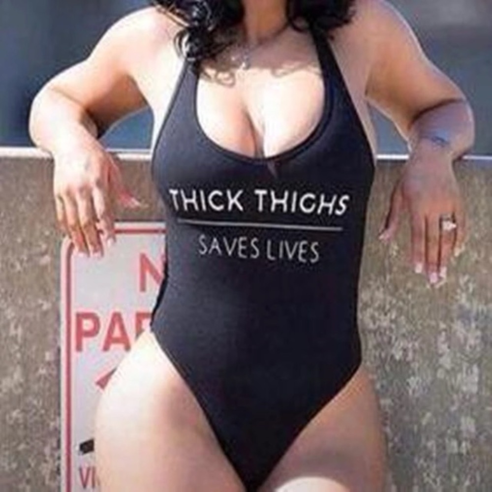 THICK THIGHS SAVES LIVES Funny Swimsuit One Piece